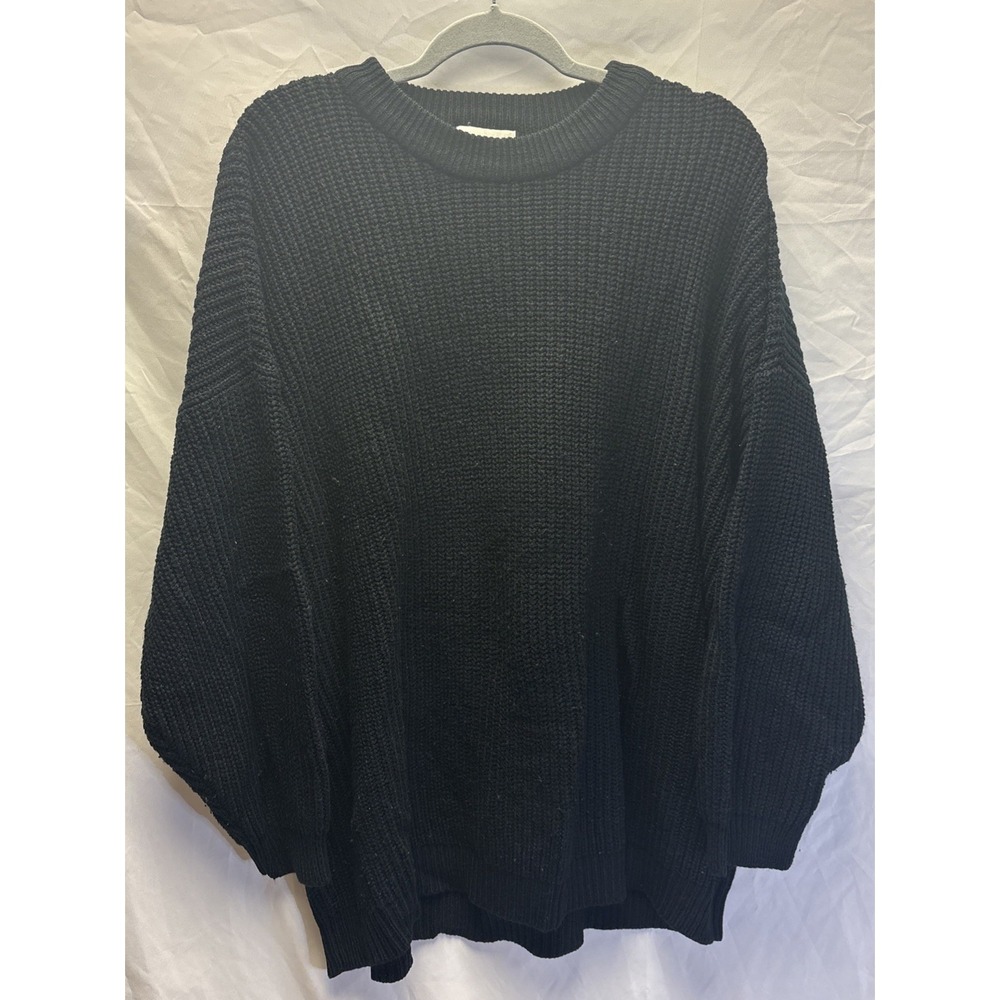 Roaman's Women's 3X Black Chunky Knit Sweater Acrylic Oversized Pullover Plus